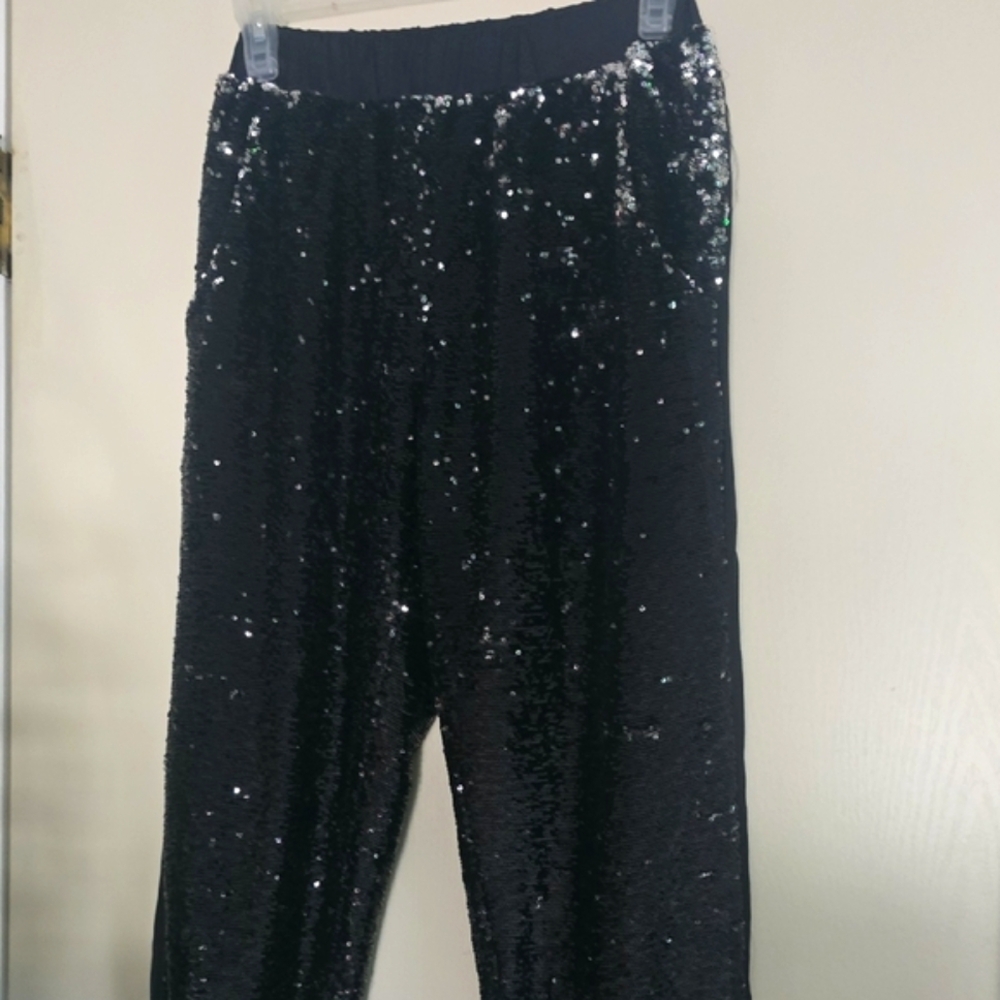 Top Shop Sparkle Sequin Sweatpants/Joggers W/ Pockets (2/XS)(NWOT)✨️🖤✨️ - Picture 2 of 7